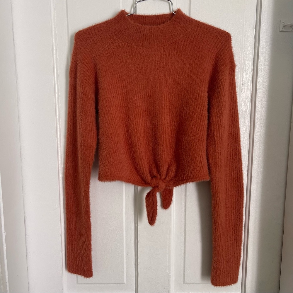 Cotton Candy LA Burnt Orange
Cropped Fuzzy Long-Sleeve Sweater
NWT Women's S/M